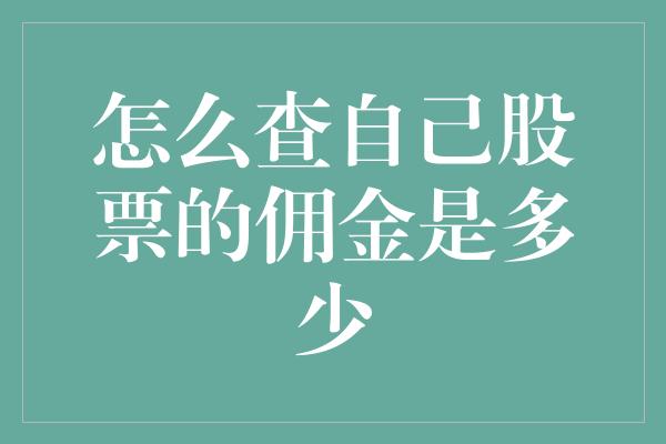 怎么查自己股票的佣金是多少