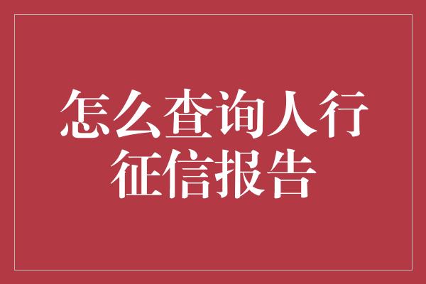 怎么查询人行征信报告