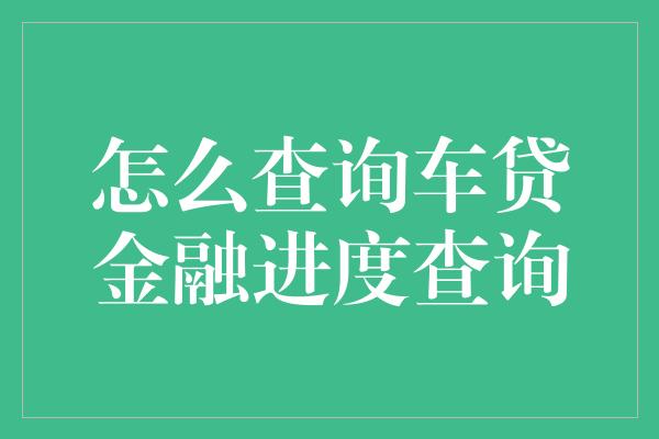 怎么查询车贷金融进度查询