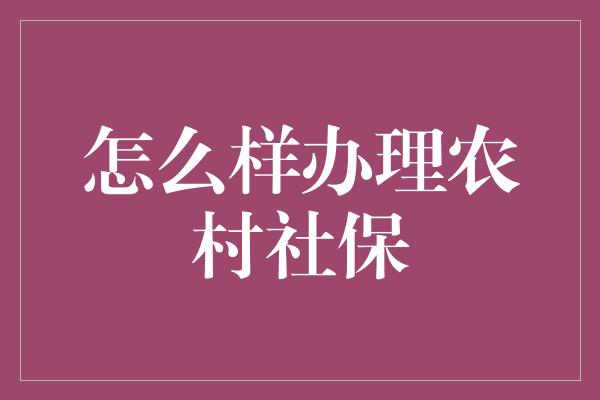 怎么样办理农村社保