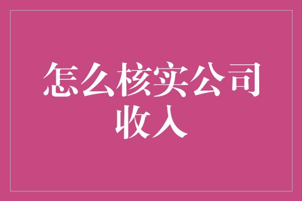 怎么核实公司收入