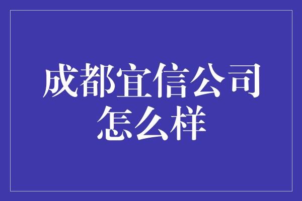 成都宜信公司怎么样