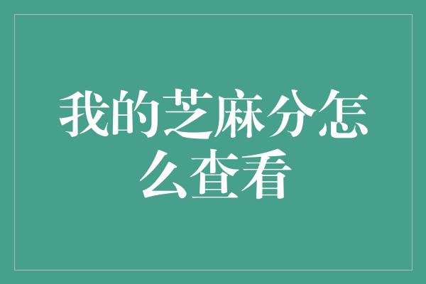 我的芝麻分怎么查看