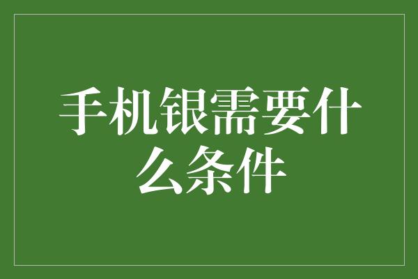 手机银需要什么条件