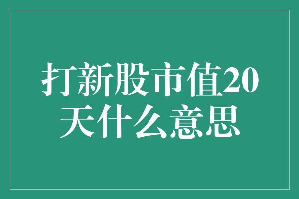 打新股市值20天什么意思