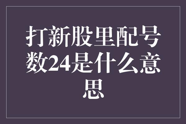 打新股里配号数24是什么意思