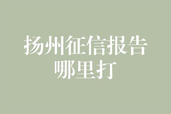 扬州征信报告哪里打