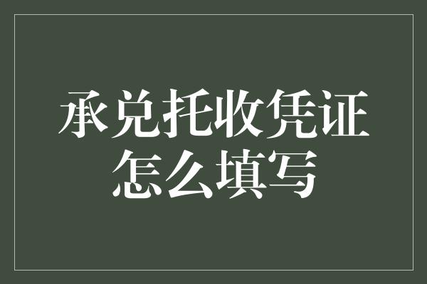 承兑托收凭证怎么填写