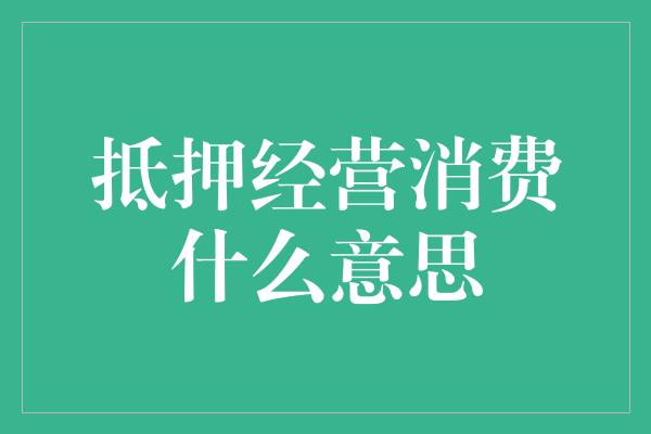 抵押经营消费什么意思