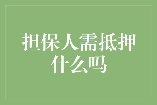 担保人需抵押什么吗