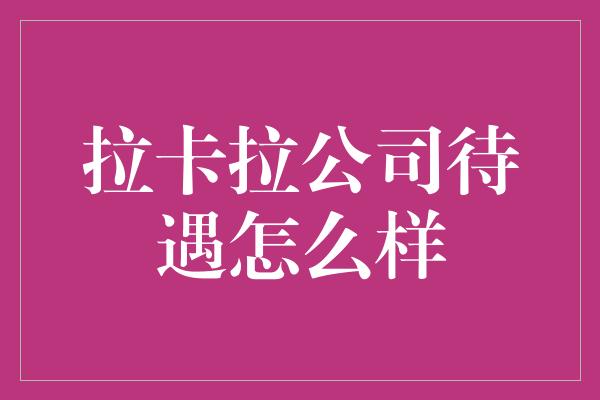 拉卡拉公司待遇怎么样