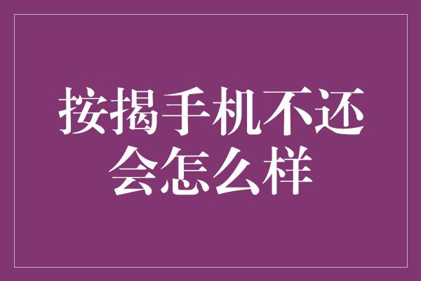 按揭手机不还会怎么样