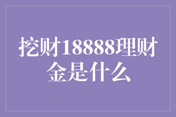 挖财18888理财金是什么