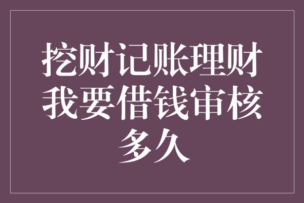 挖财记账理财我要借钱审核多久