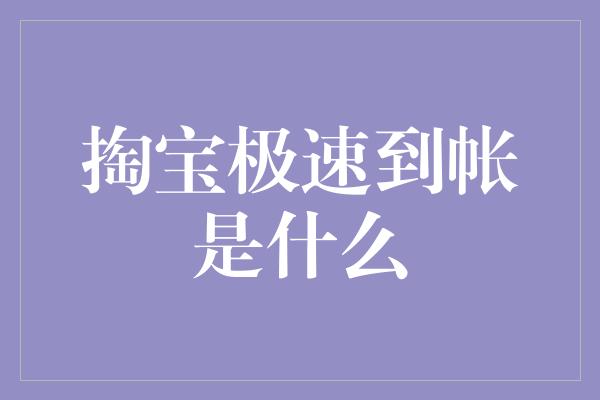 掏宝极速到帐是什么