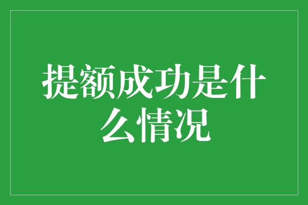 提额成功是什么情况