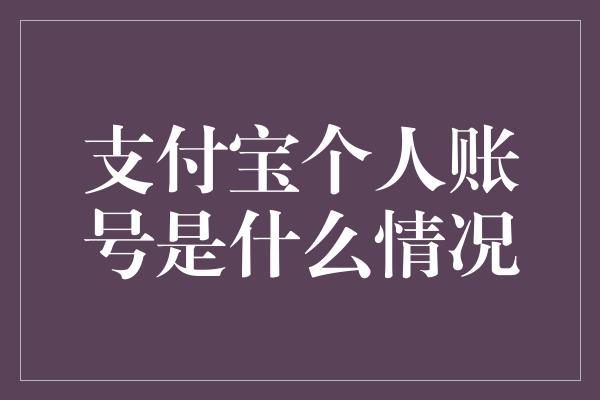 支付宝个人账号是什么情况