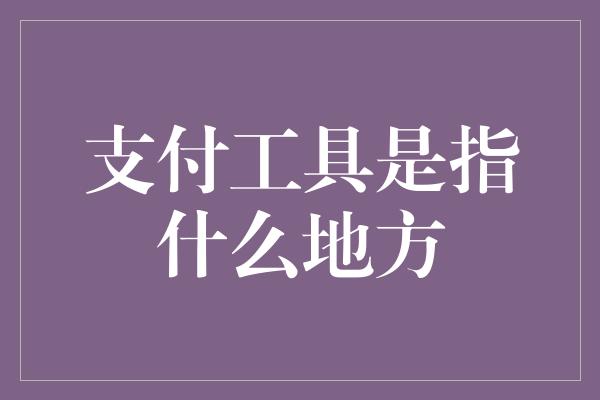 支付工具是指什么地方