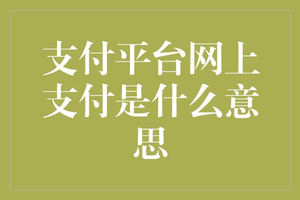 支付平台网上支付是什么意思