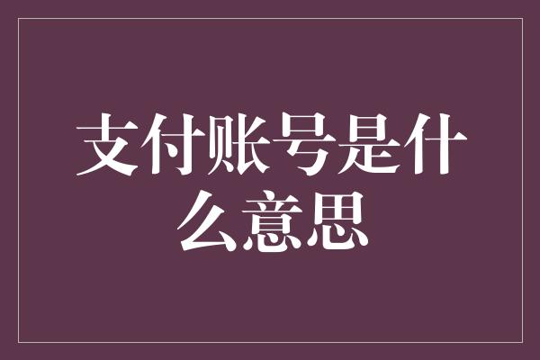 支付账号是什么意思