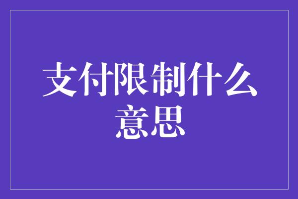 支付限制什么意思