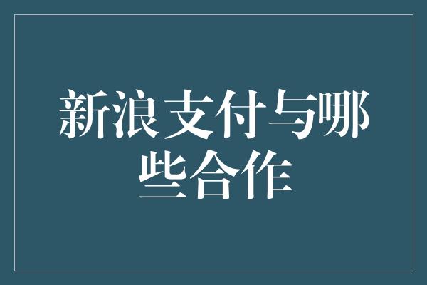 新浪支付与哪些合作