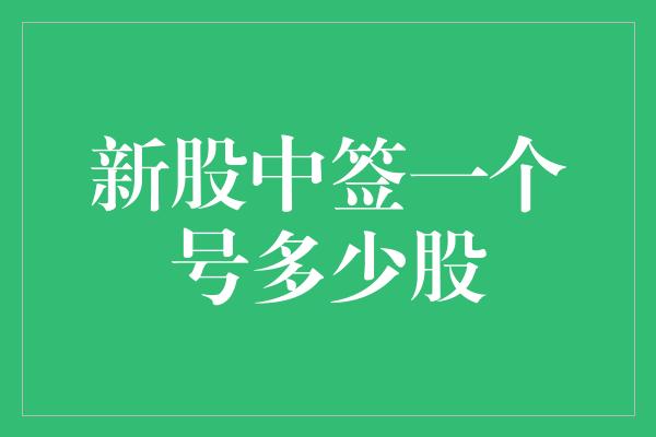 新股中签一个号多少股