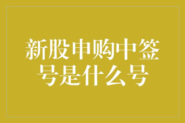 新股申购中签号是什么号