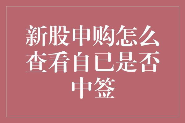 新股申购怎么查看自已是否中签