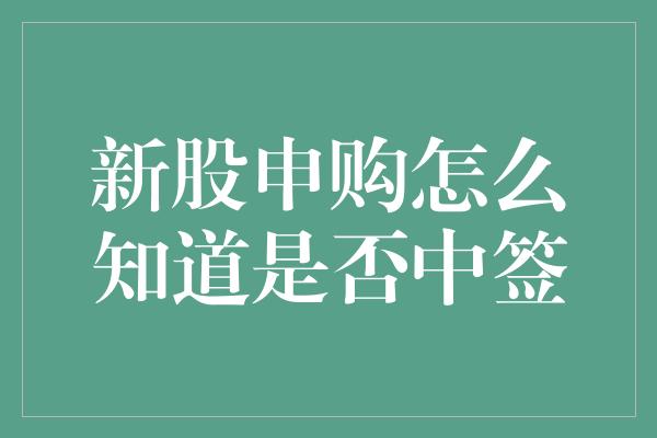 新股申购怎么知道是否中签