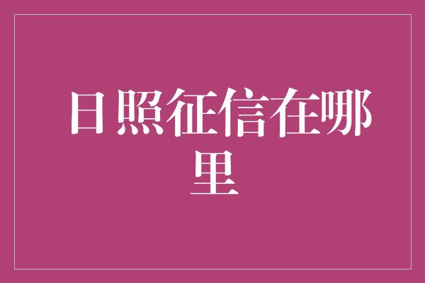 日照征信在哪里