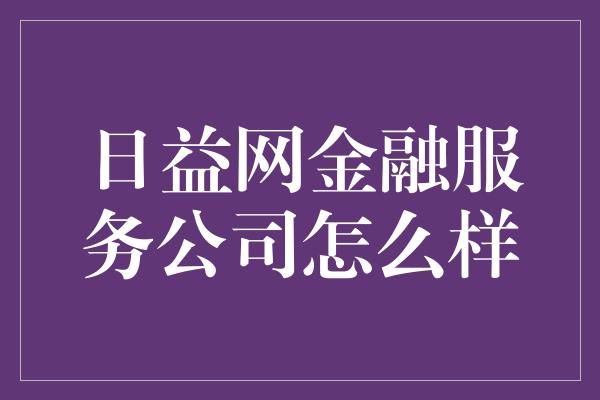 日益网金融服务公司怎么样