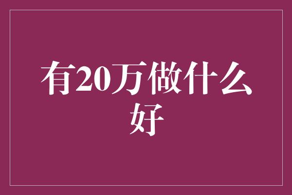 有20万做什么好