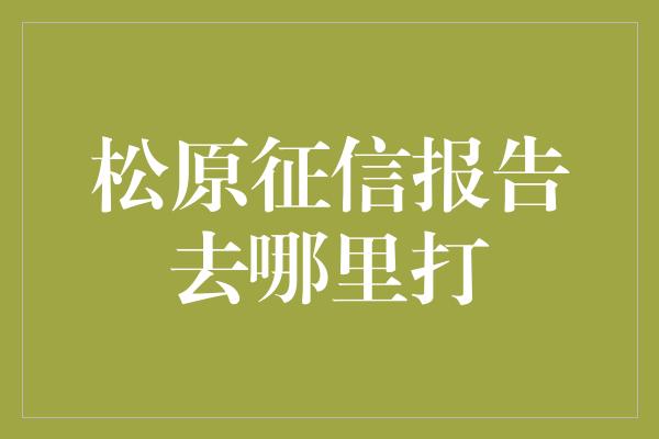 松原征信报告去哪里打