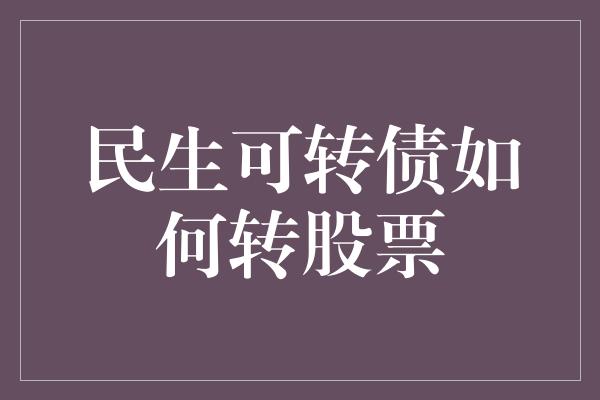 民生可转债如何转股票