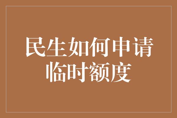 民生如何申请临时额度