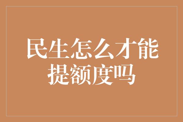 民生怎么才能提额度吗