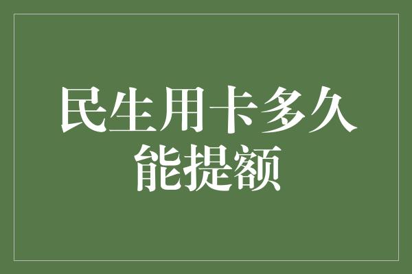 民生用卡多久能提额