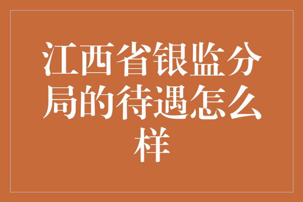 江西省银监分局的待遇怎么样