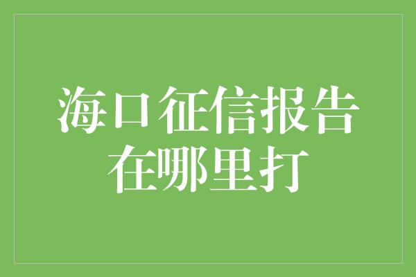 海口征信报告在哪里打