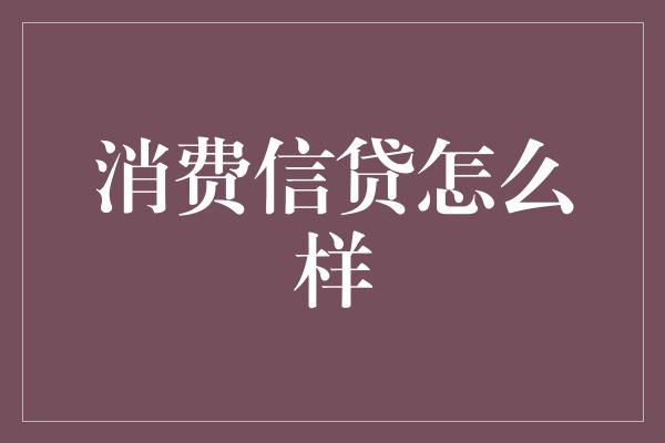 消费信贷怎么样