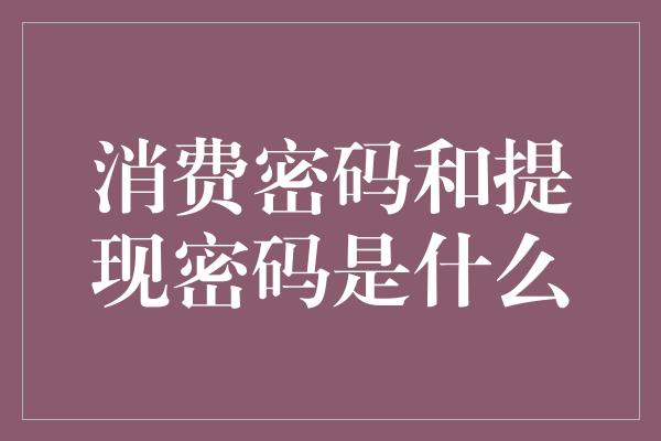 消费密码和提现密码是什么