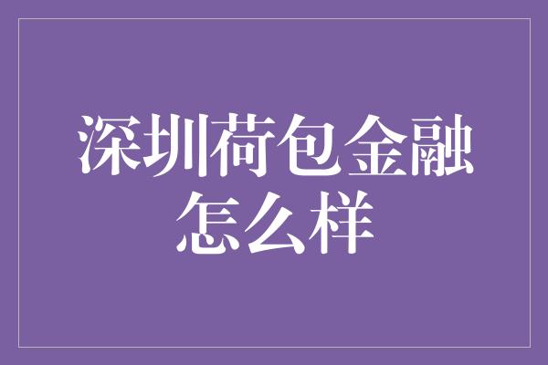 深圳荷包金融怎么样