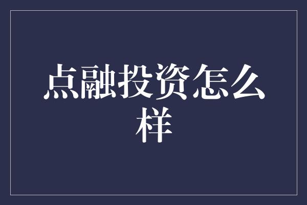 点融投资怎么样