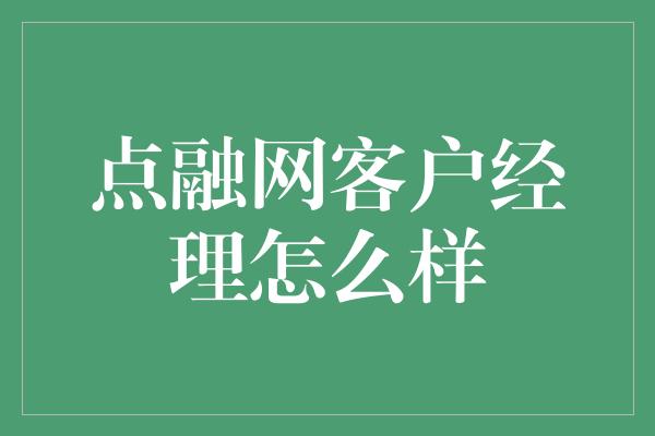 点融网客户经理怎么样