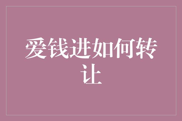 爱钱进如何转让