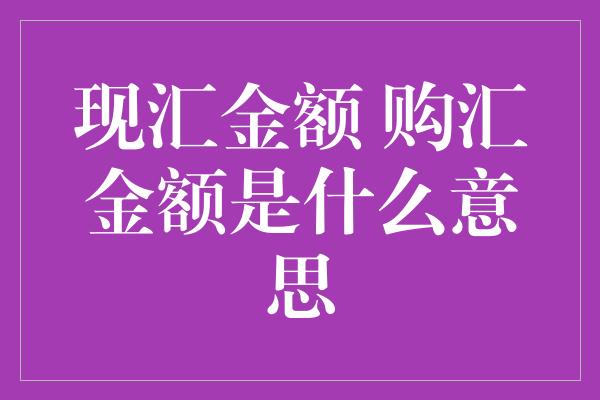 现汇金额 购汇金额是什么意思