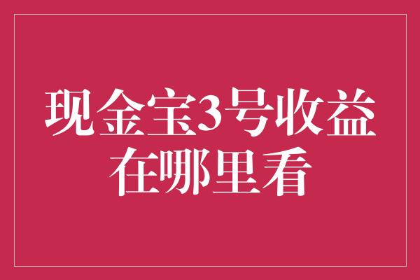 现金宝3号收益在哪里看