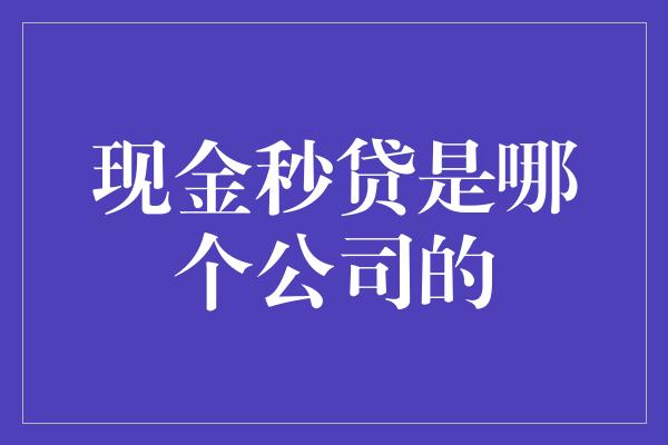 现金秒贷是哪个公司的