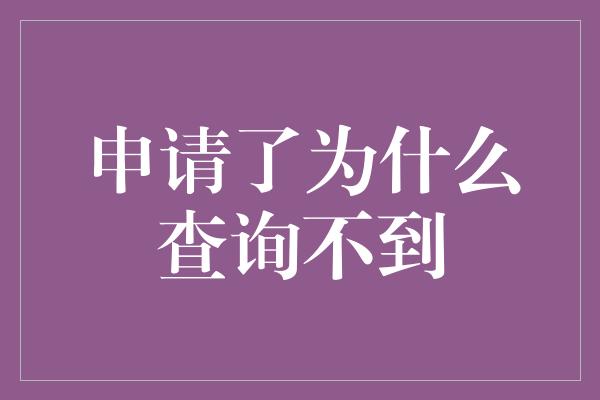 申请了为什么查询不到